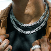 silver diamond cuban link chain