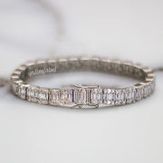 8.5mm Iced Out Baguette Link Bracelet in White Gold