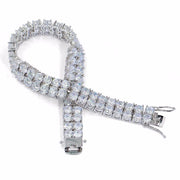 2 Row Iced Out Diamond Tennis Bracelet in White Gold