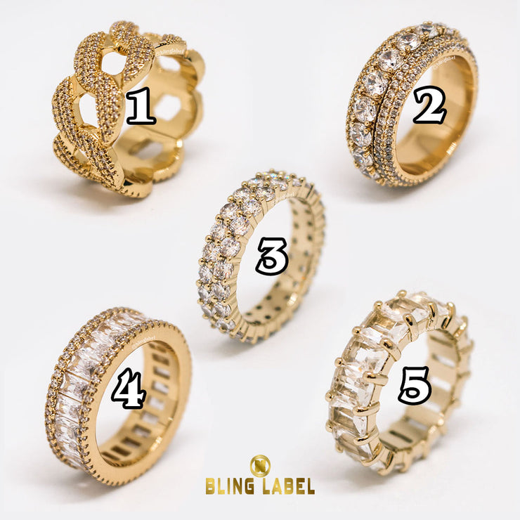 bling label 5 pcs ring set gold