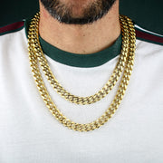 12mm Heavy Miami Cuban Link Chain in Gold