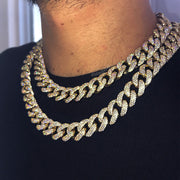 Iced Out Miami Cuban Link Choker Necklace in Gold