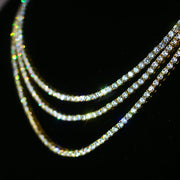 3mm Micro Round Cut Tennis Necklace in Gold