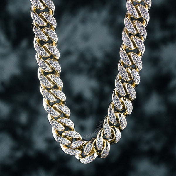 12mm Iced Out Cuban Link Choker Necklace in Gold – Bling Label