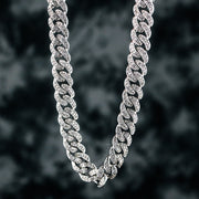 8mm Diamond Cuban Link Chain in White Gold