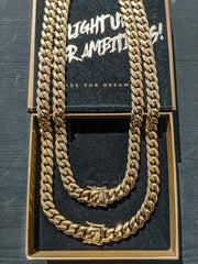 10mm Heavy Miami Cuban Link Chain in Gold