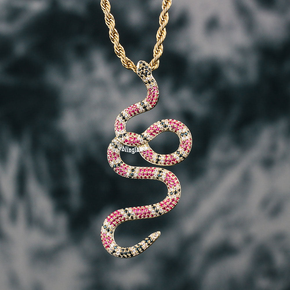 18K Iced Out Snake Pendant – Bling Label