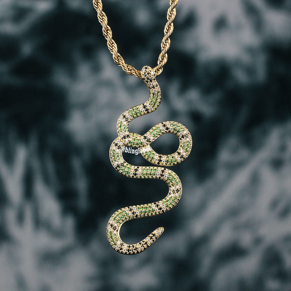 18K Iced Out Snake Pendant – Bling Label