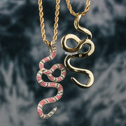 18K Iced Out Snake Pendant