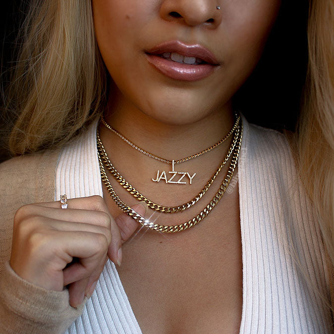 JWICOS Gold Miami Cuban Chain Choker Necklace For Women - Butterfly Pendant With Rhinestones, Double Layered Bohemian Style