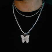 men's butterfly necklace silver