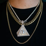 18K Diamond Pyramid Pendant Necklace Set