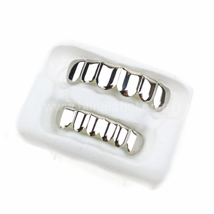 18K White Gold Plated Grillz Set