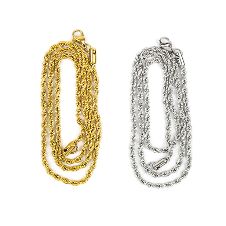 2.5mm Stainless Steel Rope Chain in Gold