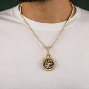Iced Out Rotating Picture Pendant in Gold