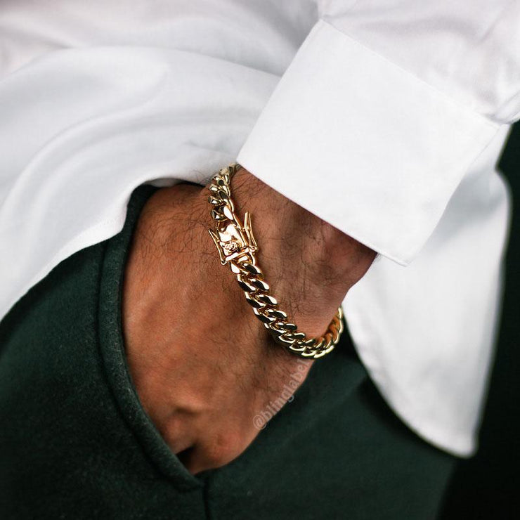 Miami Cuban Link Chain + Bracelet Set in Gold