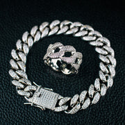 12mm Cuban Link Bracelet + 12mm Cuban Link Ring Set in White Gold