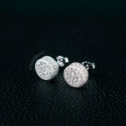 Iced Out 925 Sterling Silver Stud Earrings in White Gold