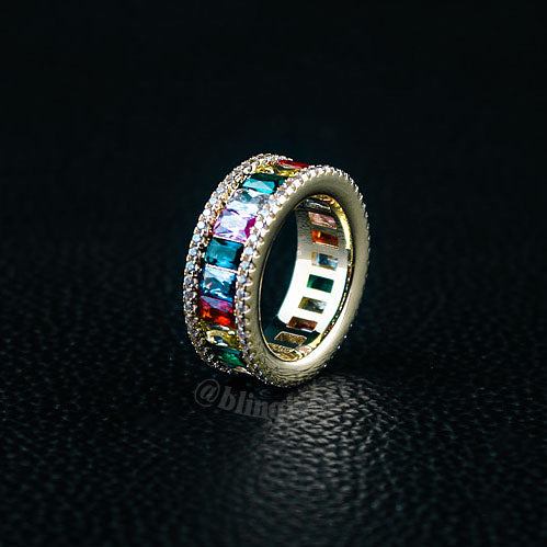 Rainbow Exquisite Infinity Ring in Gold