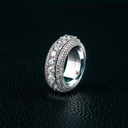 5 Rows Brilliant Cut Exquisite Ring in White Gold (Spinnable)