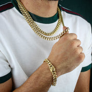 12mm Heavy Miami Cuban Link Chain in Gold
