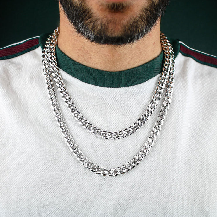 10mm Heavy Miami Cuban Link Chain in White Gold