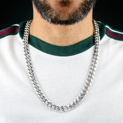 12mm Heavy Miami Cuban Link Chain in White Gold