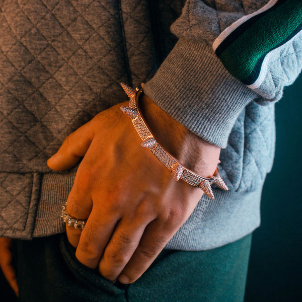 18K Iced Out Spike Bracelet in Rose Gold