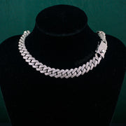 12mm Flooded Diamond Cuban Link Chain in White Gold