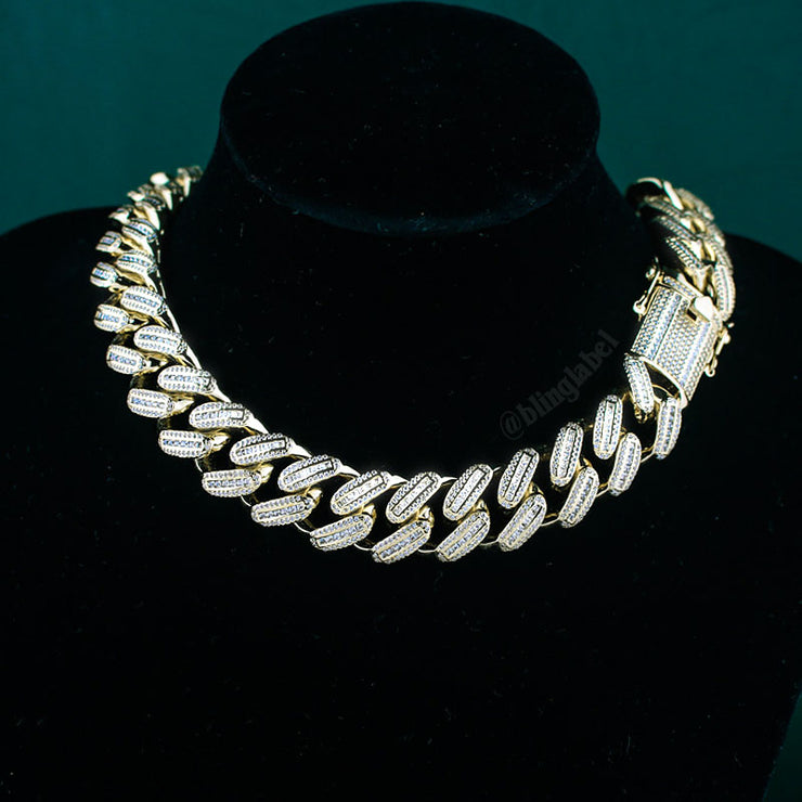 18mm Diamond Iced Cuban Link Chain in Gold