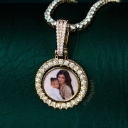 Iced Out Rotating Picture Pendant in Gold