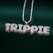 Custom Red Drip Bubble Letter Necklace