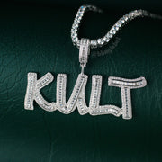 Iced Out Baguette Letter Pendant in White Gold