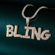 Iced Out Baguette Letter Pendant in Gold