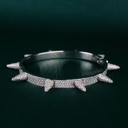 18K Iced Out Spike Bracelet in White Gold