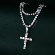 18K White Gold Premium Cross Pendant Necklace