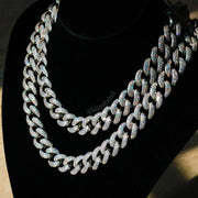 Iced Out Miami Cuban Link Choker Necklace in White Gold
