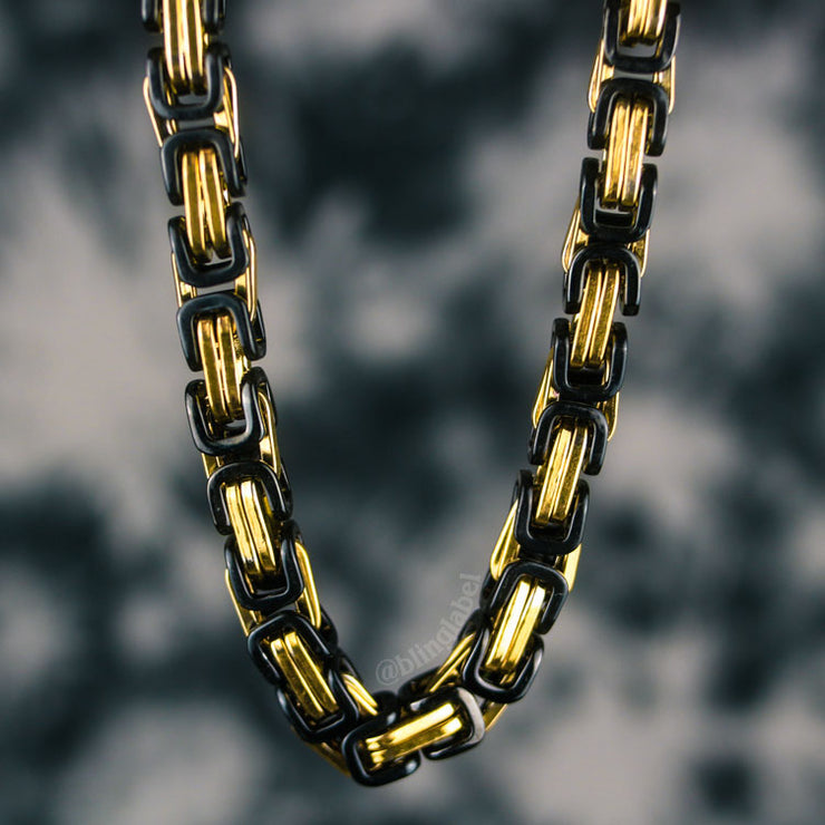 8mm Byzantine Chain in Gold & Black