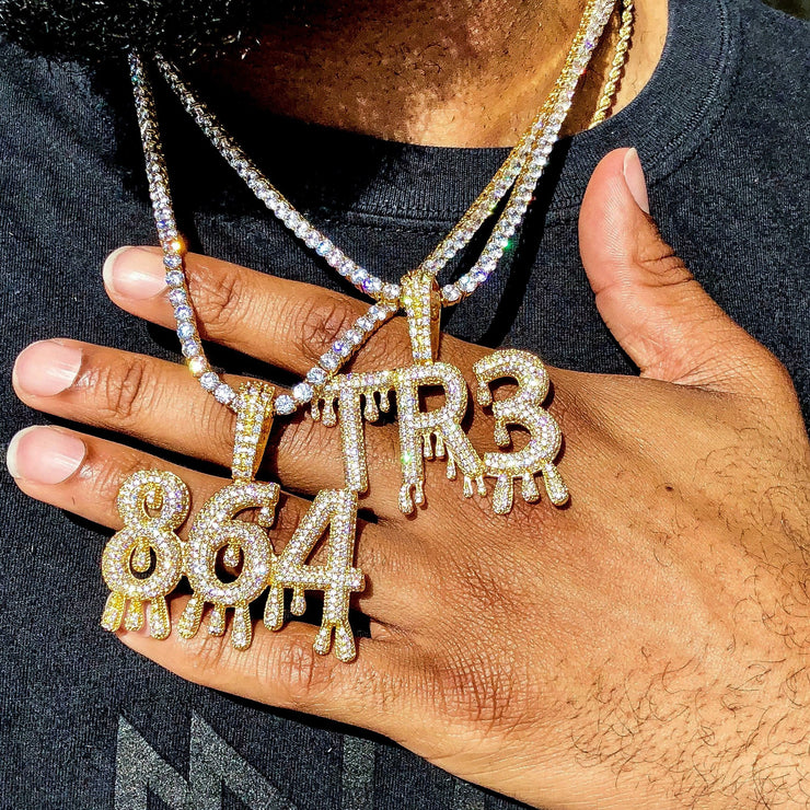 Drip Custom Letter Rapper Necklace