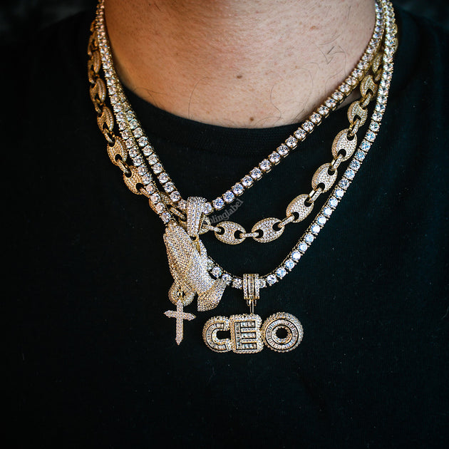 Baguette Block Custom Name Letter Rapper Necklace in Gold – Bling Label