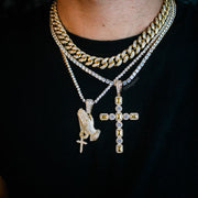 18K Royalty Diamond Cross Necklace Set in Gold
