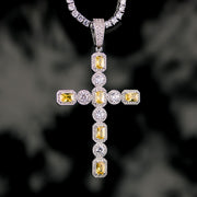 18K Royalty Diamond Cross Necklace Set in White Gold