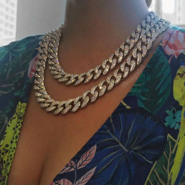 Iced Out Miami Cuban Link Choker Necklace in Gold